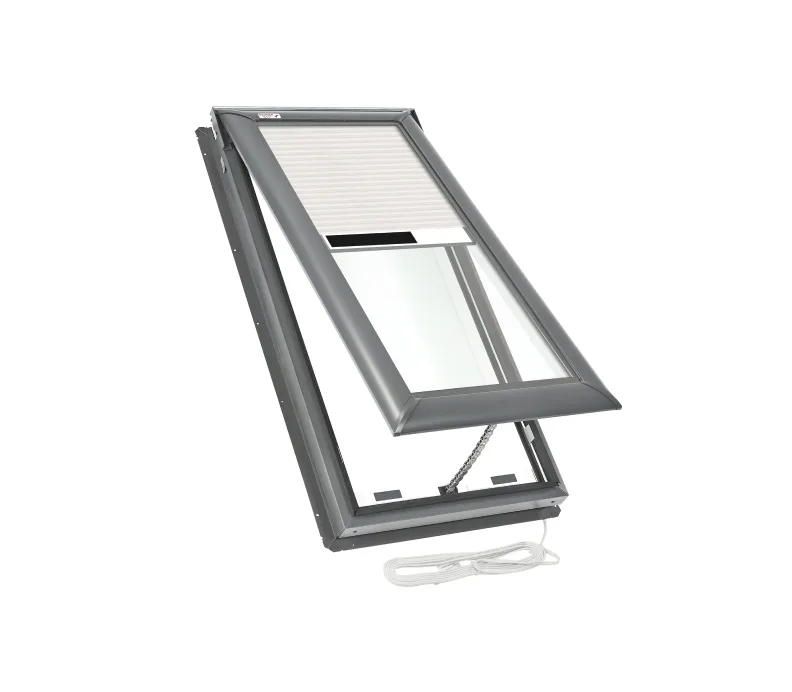 VELUX solar powered shade partially covering a skylight